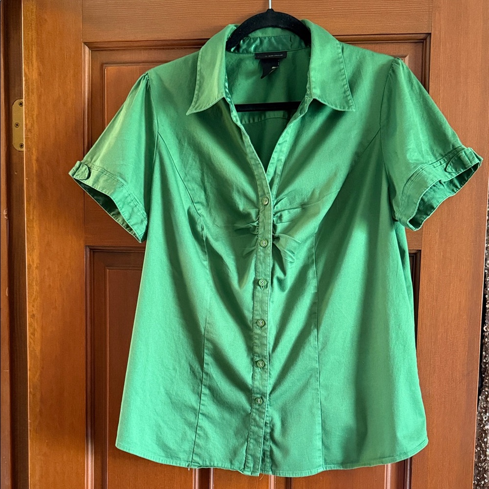 Lane Bryant Vibrant Green Button-Down Shirt Size 14